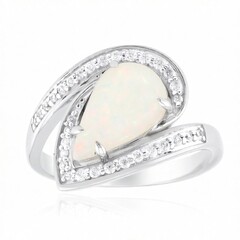 Brasilianischer Weißer Opal-Goldring