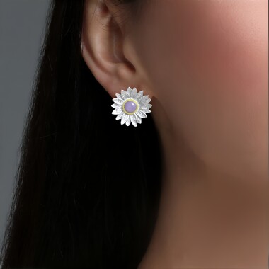 Pendientes en plata con Jade lavanda (MONOSONO COLLECTION)
