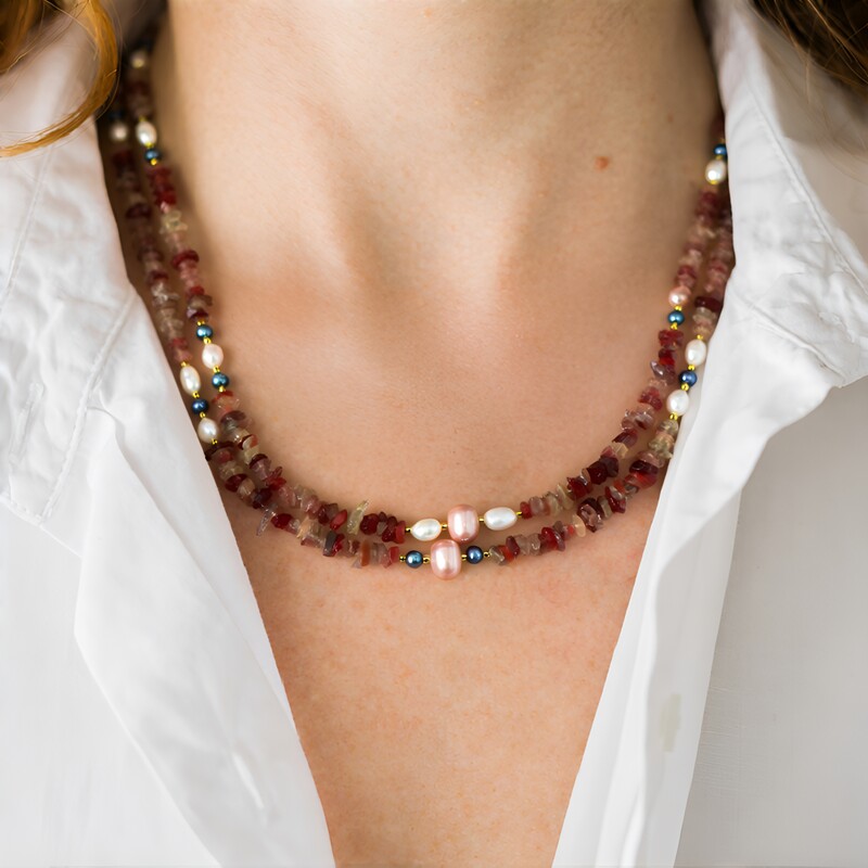 Andalusite Silver Necklace (Riya)