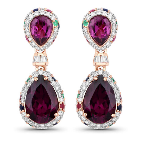 Boucles d'oreilles en or et Grenat magenta (SUHANA)