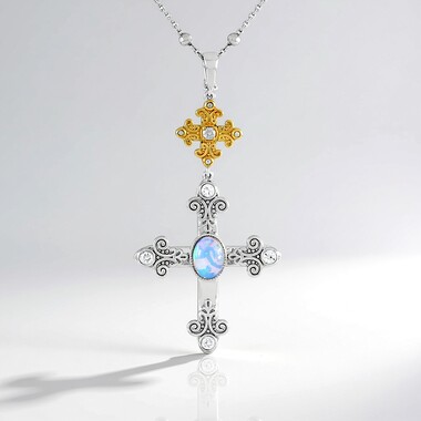Naszyjnik ze srebra rodowanego - Opal Welo  (Dallas Prince Designs)