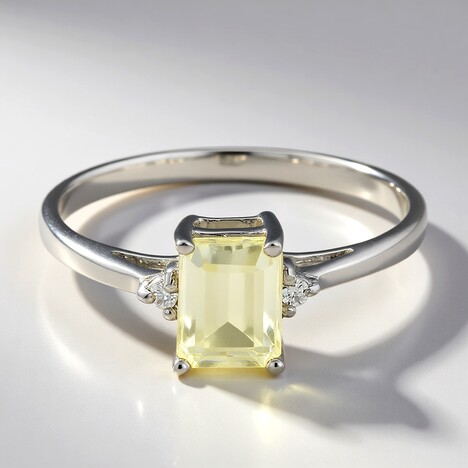 Anello placcato in platino con Kunzite Canarino