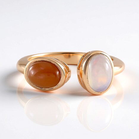 Anello in argento con Pietra di Luna Bianca (KM by Juwelo)