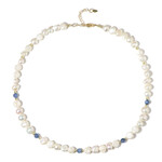 Weiße Süßwasserzuchtperlen-Silberhalskette