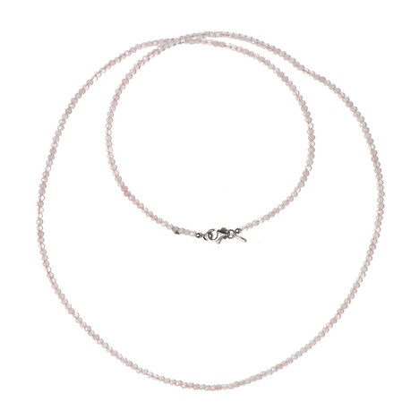 Zilveren halsketting met rozen kwartskristallen