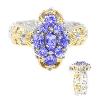 Zilveren ring met een tanzaniet (Gems en Vogue)