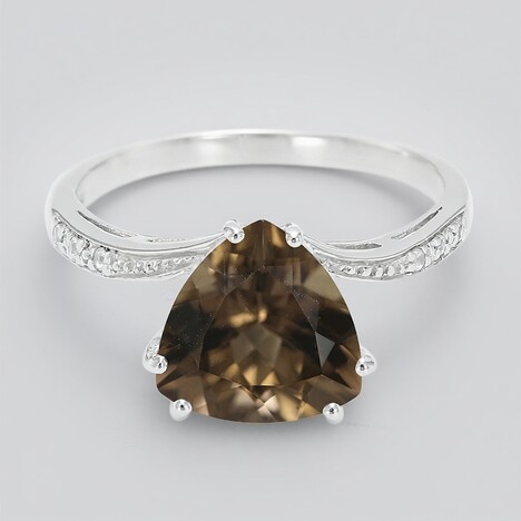 Bague en argent et Quartz fumé