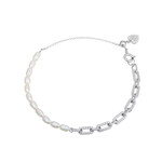 White Freshwater Pearl Silver Bracelet