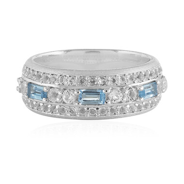 Anello in argento con Topazio Blu Svizzero