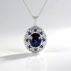 Collana in argento con Zaffiro Stellato Blu