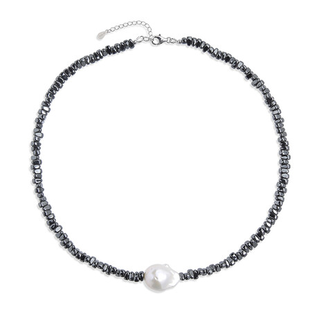 Collana in argento con Perla d'Acqua Dolce Bianca