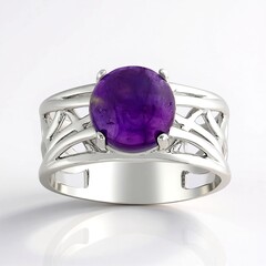 Anello in argento con Ametista Zambiana