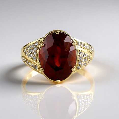 Anello in oro con Granato Essonite