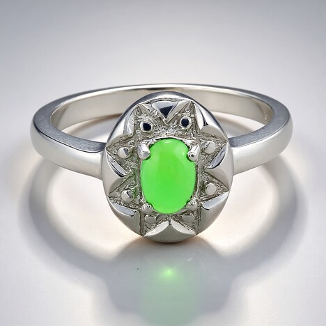 Anello in argento con Crisoprasio Imperiale