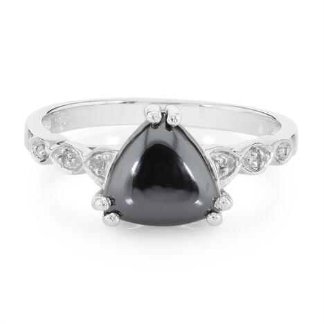 Schwarzer Hämatit-Silberring