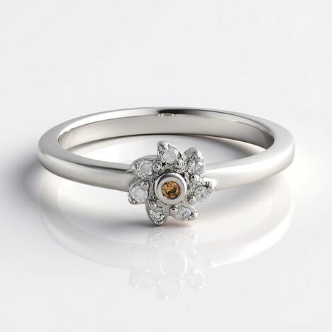 Anello in argento con Diamante Champagne I3