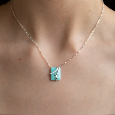 Zawieszka ze srebra platynowanego - Chalcedon Aqua