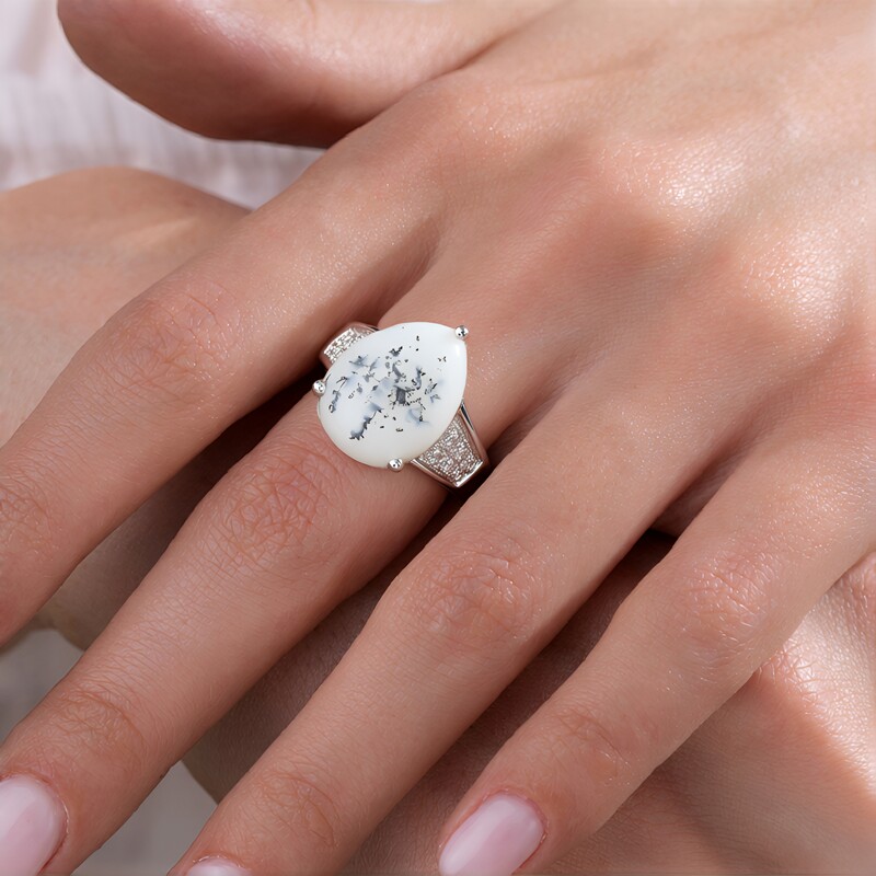 Bague en argent et Agate dendritique