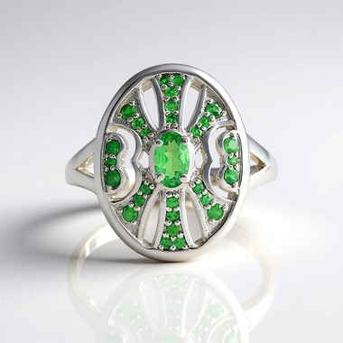 Anillo en plata con Tsavorita de Tanzania
