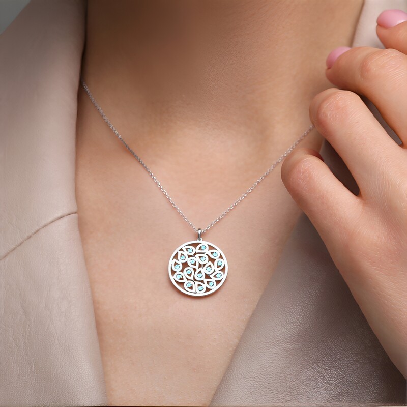 Pendentif en argent et Apatite bleue