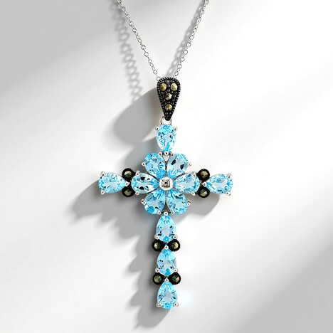Collana in argento con Topazio Blu Cielo