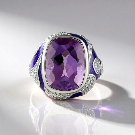 Anello in argento con Ametista Rose de France (Adela Silber)