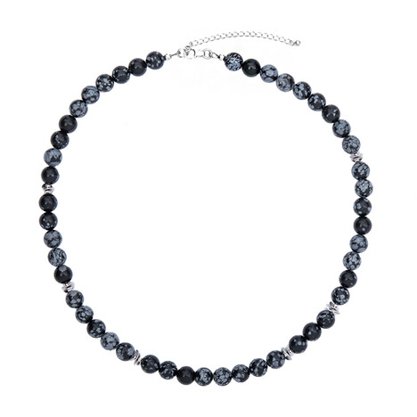 Collier en argent et Obsidienne Flocon-de-Neige
