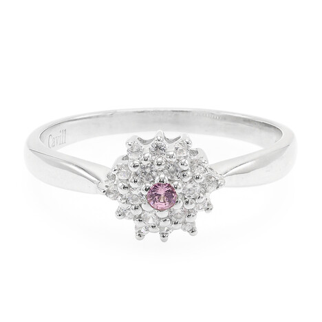 Zilveren ring met een Padparadscha saffier