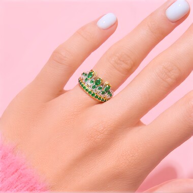 Anello in argento con Smeraldo Zambia (Gems en Vogue)
