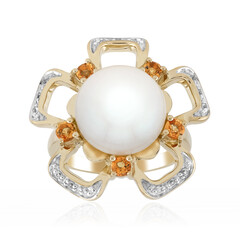 Zilveren ring met een Witte zoetwater kweekparel (TPC)