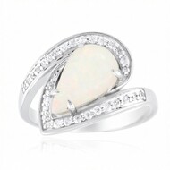 Brasilianischer Weißer Opal-Goldring