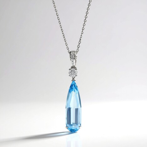 Collana in oro con Acquamarina Brasiliana AAA (CIRARI)