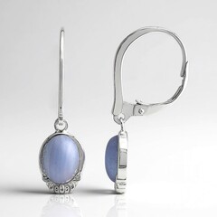 Blauer Band-Achat-Silberohrringe
