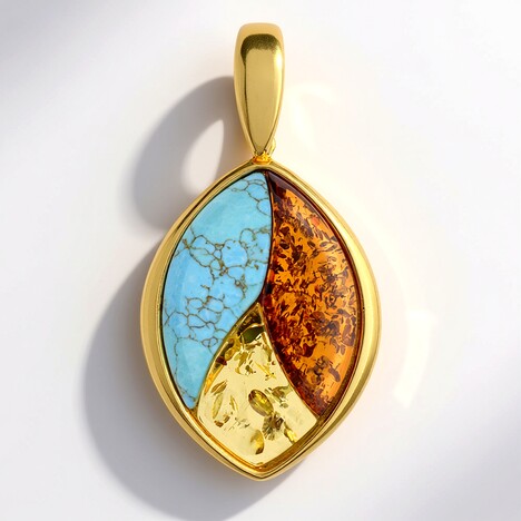 Ciondolo in argento con Ambra Baltica Cognac (dagen)