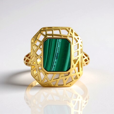 Anello in argento con Malachite (Ornaments by de Melo)