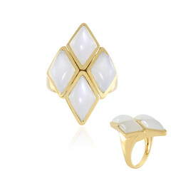 Anello in argento con Pietra di Luna Bianca (KM by Juwelo)