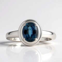 Anello in argento con Cianite Blu Foglia di Tè