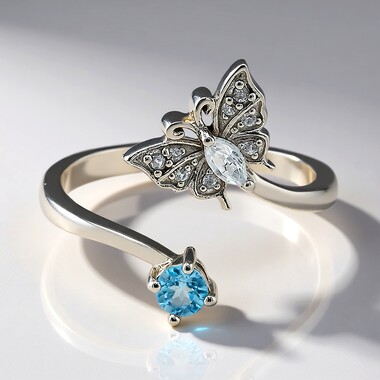 White Topaz Silver Ring
