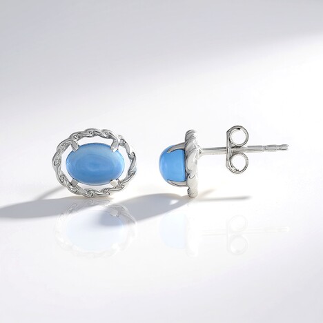 Orecchini in argento con Calcedonio Blu