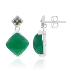 Zilveren oorbellen met groene chalcedoonstenen