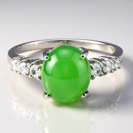 Anello in argento con Crisoprasio Imperiale