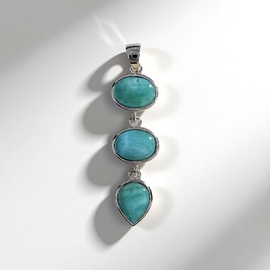 Zawieszka ze srebra rodowanego - Larimar