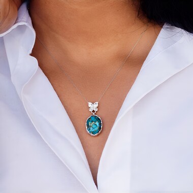 Colgante en plata con Mosaico de turquesa