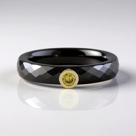 Bague en céramique et Diamant SI2 jaune