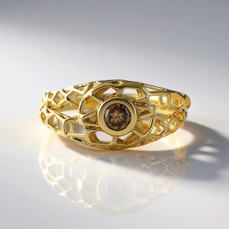 Anello in oro con Diamante Champagne I2 (Ornaments by de Melo)