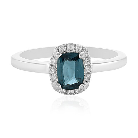 Anello in argento con Cianite Blu Foglia di Tè