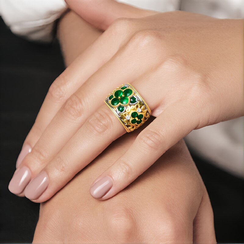 Anillo en plata con Esmeralda de Zambia (Gems en Vogue)