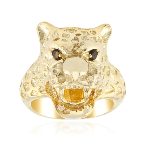 Zilveren ring met rookkwartskristallen