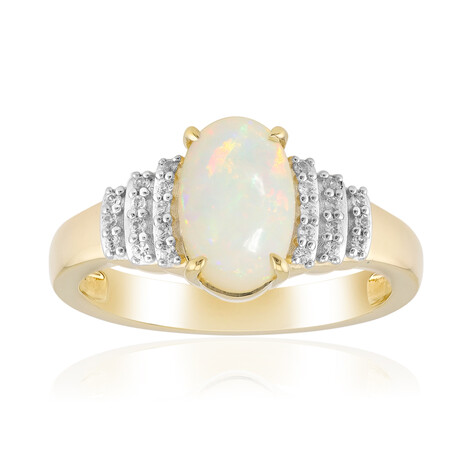 Bague en or et Opale blanche du Brésil