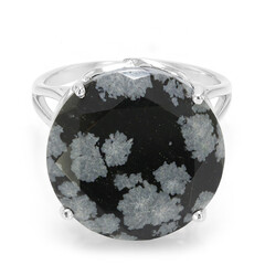 Bague en argent et Obsidienne Flocon-de-Neige
